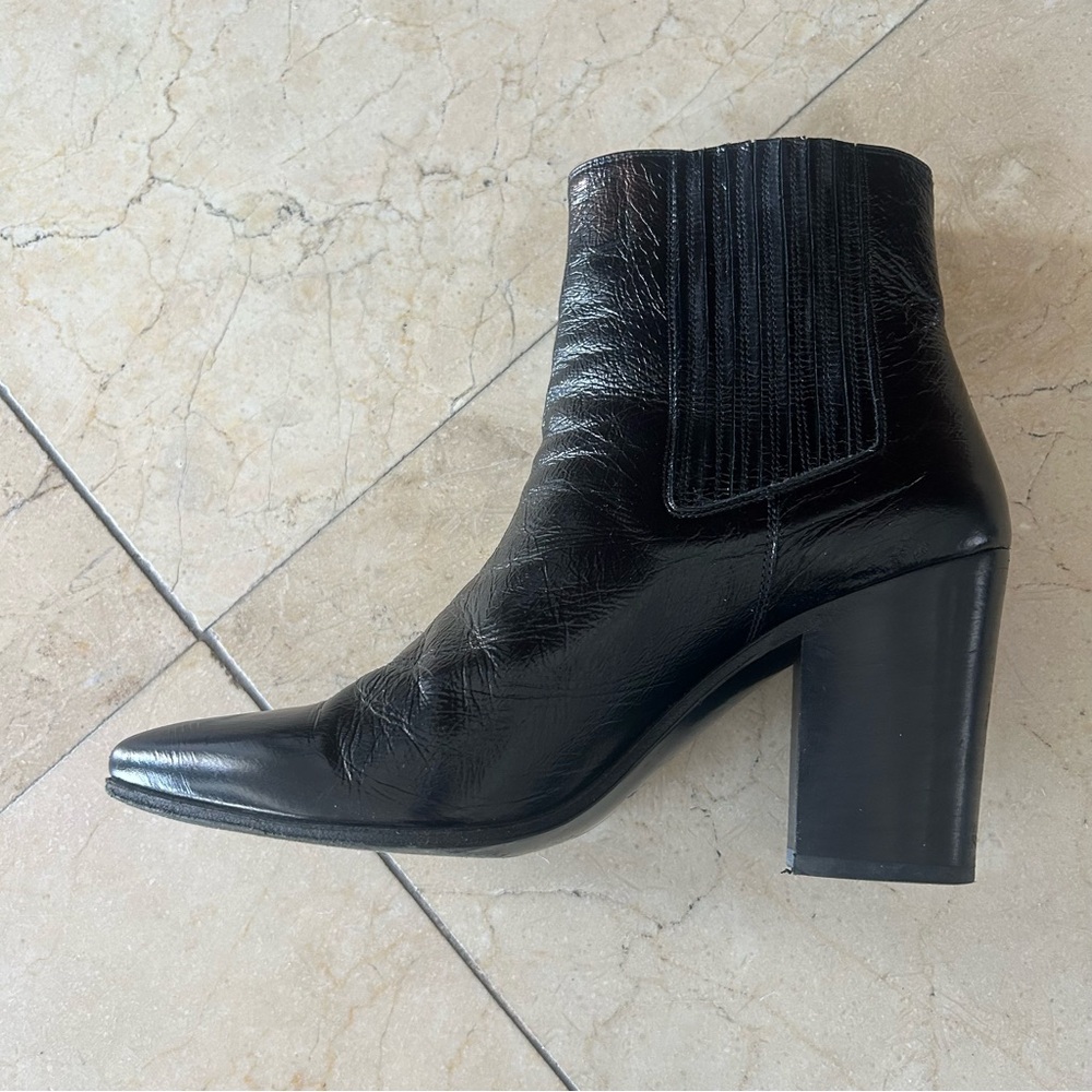 Saint Laurent Paris Black Leather Boots with Zipper Detail - Picture 10 of 16